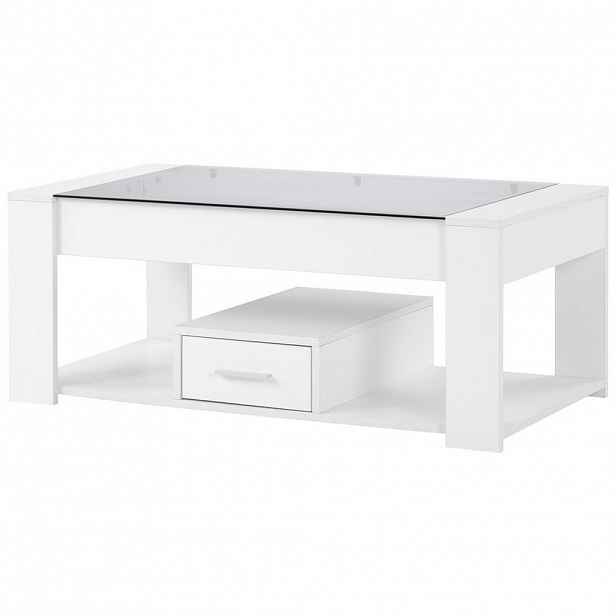 FLIEKS KONFERENČNÍSTOLEK 100x50cm Bílý Sklo Úložný