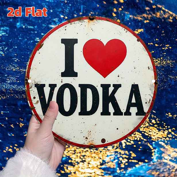 TEMU 2D plochá, 1 ks 2D plochá tématická cedule "I Love Vodka" 19,81 x 19,81 cm ve stylu – ideální pro domácnost, bar, kavárnu, prádelnu a zahradní