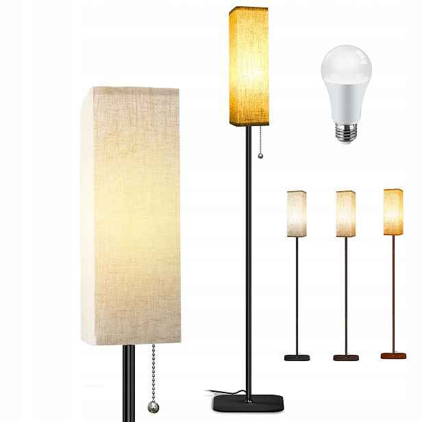Vertikální Stojací Lampa Do Obývacího Pokoje Led E27, Lněné Stínidlo, Lampa Na Čtení