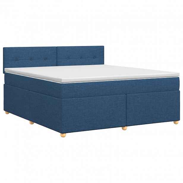 vidaXL Postel boxspring s matrací s čelo Modrá 160 x 200 cm Textil