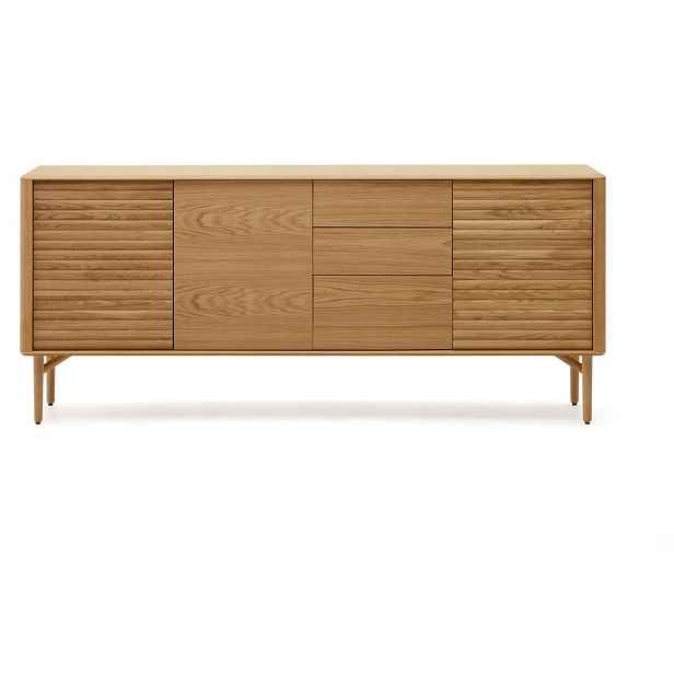 Nízká komoda v dekoru dubu v přírodní barvě 200x86 cm Lenon – Kave Home