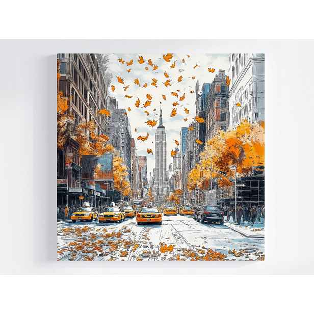 Obraz Na Plátně Canvas Město New York Manhattan Podzim Ulice Taxi 50x50