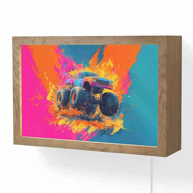 OnlyWow NÁSTĚNNÁ LAMPA Monster truck - Abstraktní - Stříkající barva - Barevné 30x20 cm