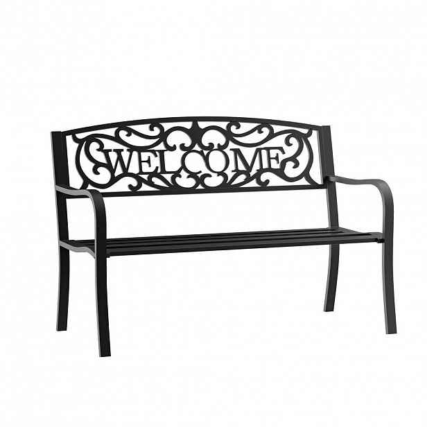 Outsunny ZAHRADNÍ LAVIČKA, 127 cm x 60 cm x 87 cm, železo, práškově lakovaná, černá