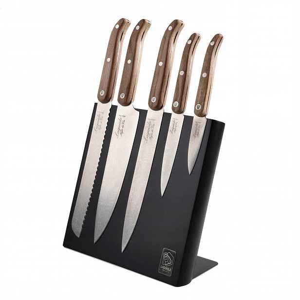 Sada nožů Laguiole Oak wood Stonewash s magnetickým blokem
