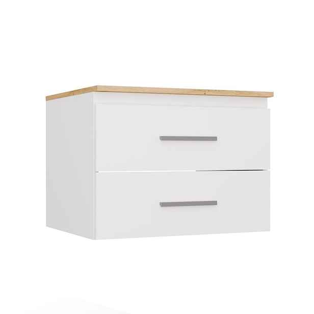 TP Living Závěsná skříňka pod umyvadlo s deskou NEL 2S 60 cm bílá/dub Artisan