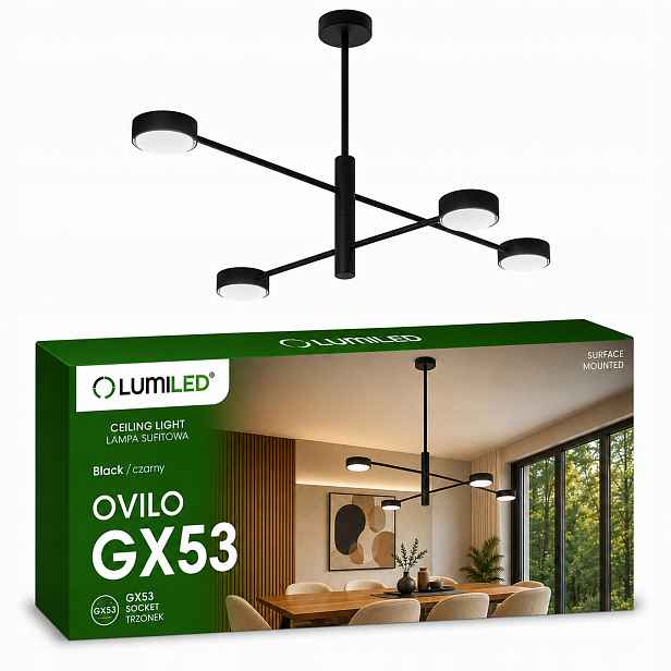 Závěsná lampa Halogenová Led stropní lampa 4x GX53 Ruchoma Loft