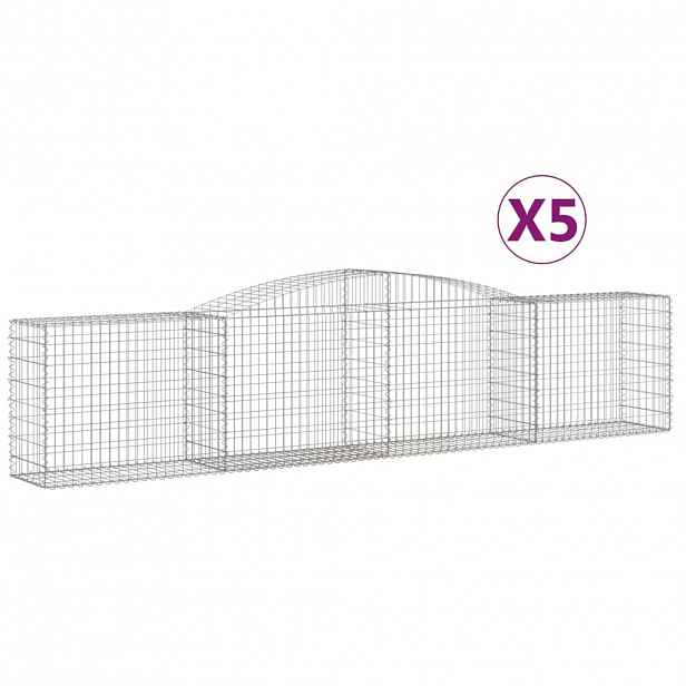 vidaXL Klenuté gabionové koše 5 ks 400x50x80/100 cm pozinkované železo