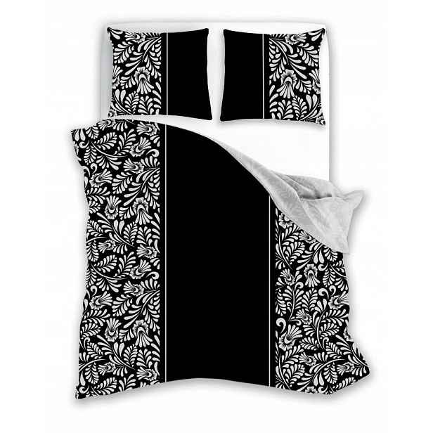 Elegantní Černé Ložní Povlečení S Okuláším, Jemným Bílým Vzorem 160x200