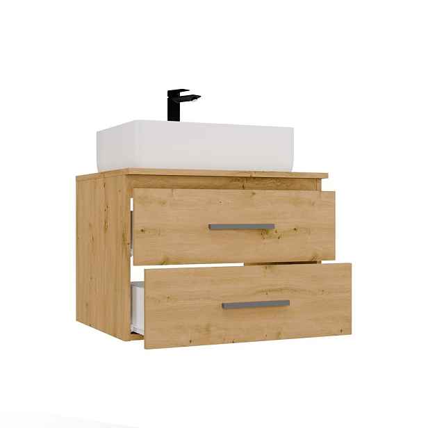 TP Living Závěsná skříňka pod umyvadlo s deskou Nel 2S 60 cm dub Artisan