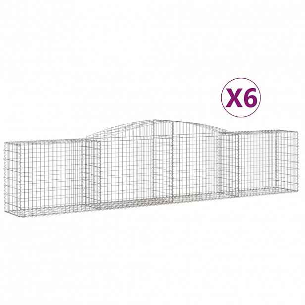 vidaXL Klenuté gabionové koše 6 ks 400x50x80/100 cm pozinkované železo