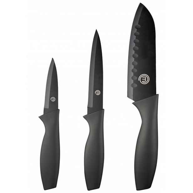 Masterchef Sada kuchyňských nožů 3 ks Ostrý Nůž šéfkuchaře Santoku Ocel