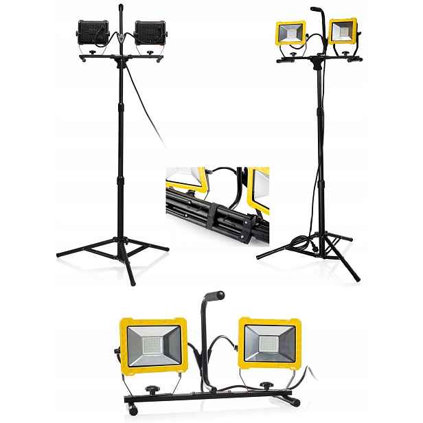 Dvojitá 100W stojící Led Lampa Dílenský Reflektor stativ kabel Parkside
