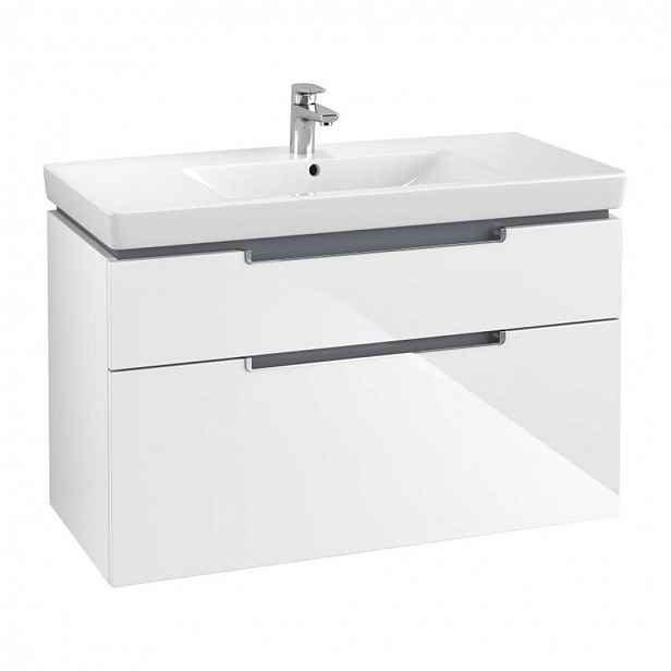 Villeroy & Boch Subway 2.0 - Umyvadlová skříňka, 99x59x45 cm, 2 zásuvky, Glossy White A91510DH