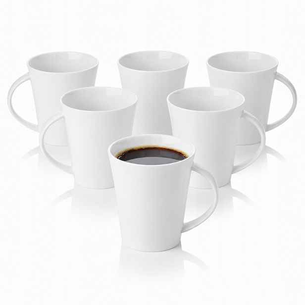 6 x Porcelánový hrnek na kávu a čaj 380 ml Wilmax Bílý Klasický Elegantní