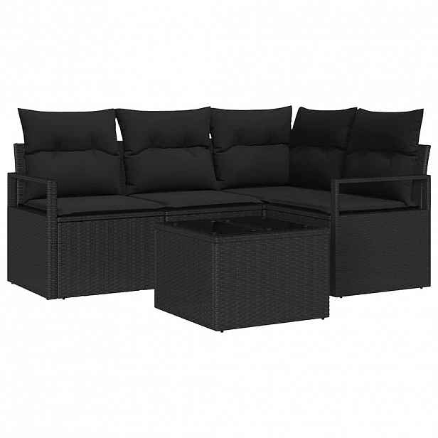 vidaXL Set pohovek 5 ks Černá polyratan