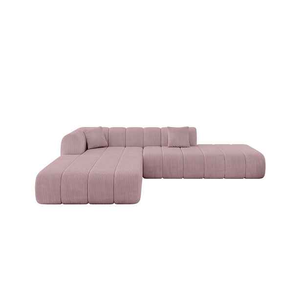 ALTDECOR ROHOVÁ SEDAČKA s otomanem, levá BILA-L 289x176x71 Růžová Manšestr