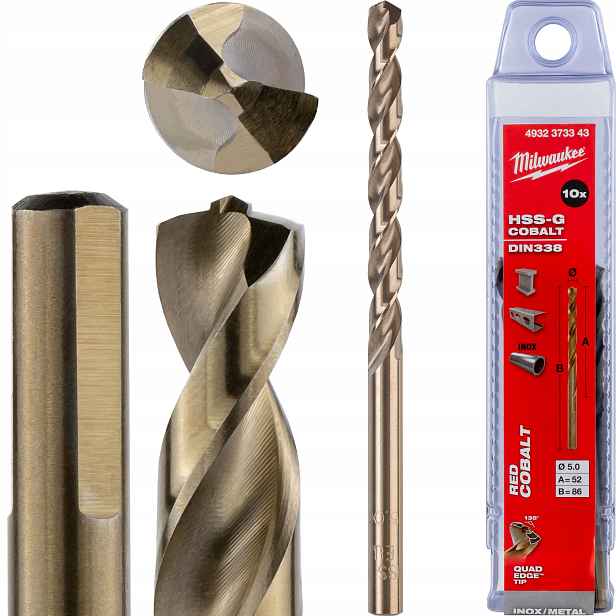 Kobaltové vrtáky do kovu 5 mm 10 Ks z nerezové oceli Milwaukee Cobalt