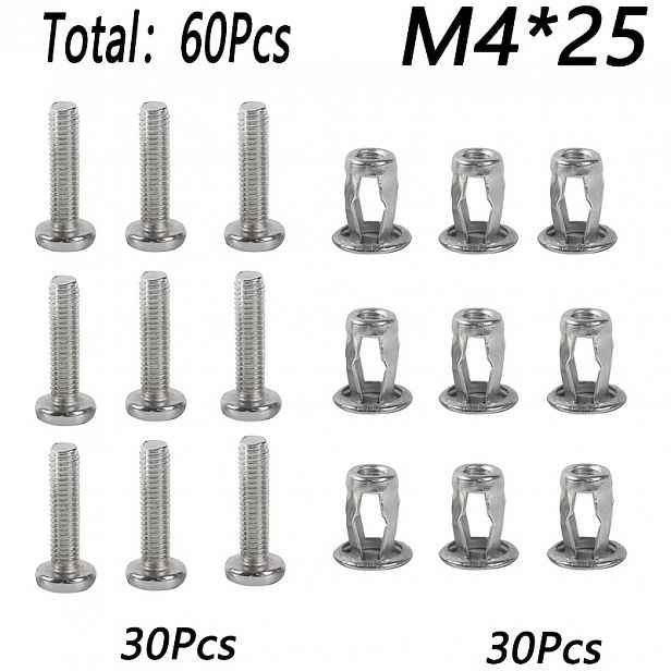 TEMU Sada 60 ks M4*20 / M4*25 / M5*25 / M6*25 Nýtovací matice ve tvaru okvětního lístku s odpovídajícími šrouby, kotvicí spojovací prvky pro slepé