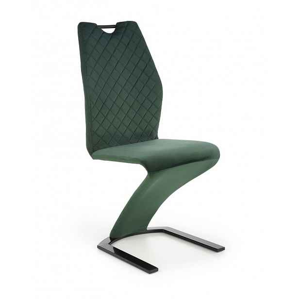 Jídelní židle samet / kov Tmavě zelená - výška: 102 cm