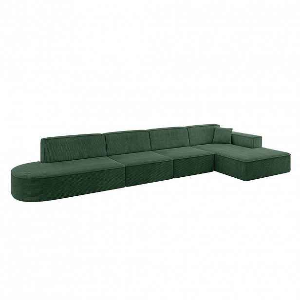 ALTDECOR ROHOVÁ SEDACÍ SOUPRAVA s otomanem vpravo IREA-L3-v4 – 412 × 165 × 77 cm, zelená