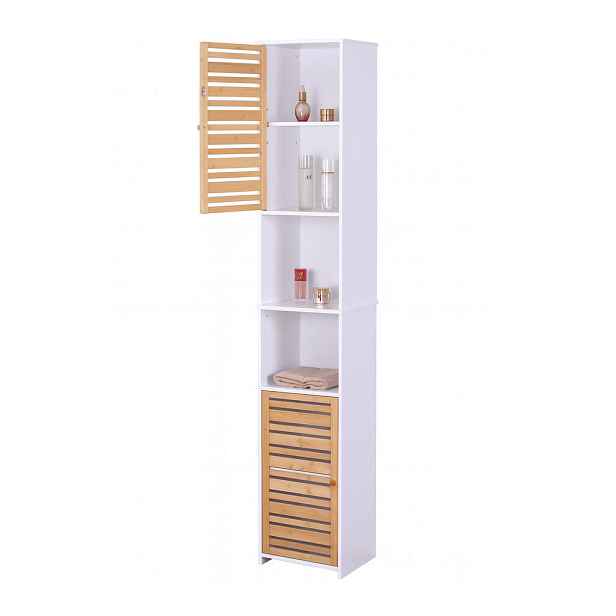 Relaxdays SKŘÍŇ do koupelny bílá bambus 190 cm