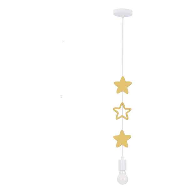 Žlutý/bílý dětský lustr s kovovým stínidlem Single – Candellux Lighting