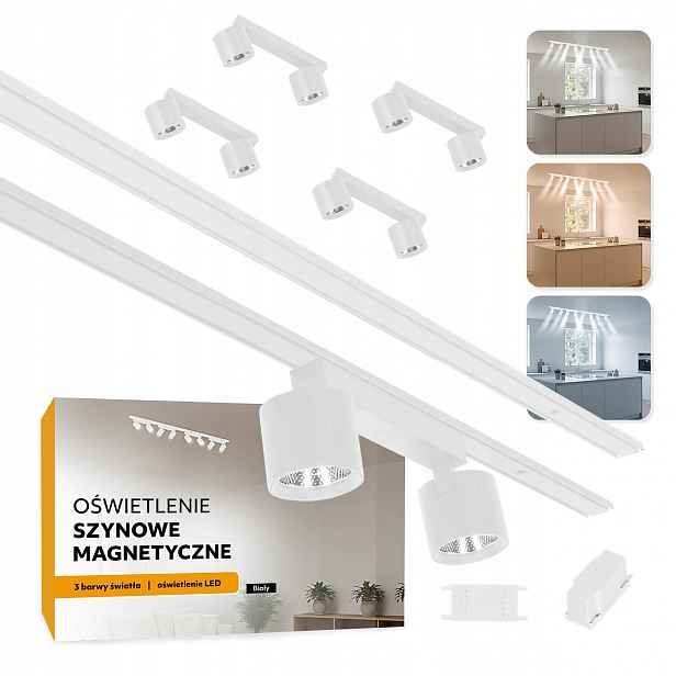 Magnetické kolejnicové osvětlení 2x Kolejnice 1m 4x 2x7W bílé