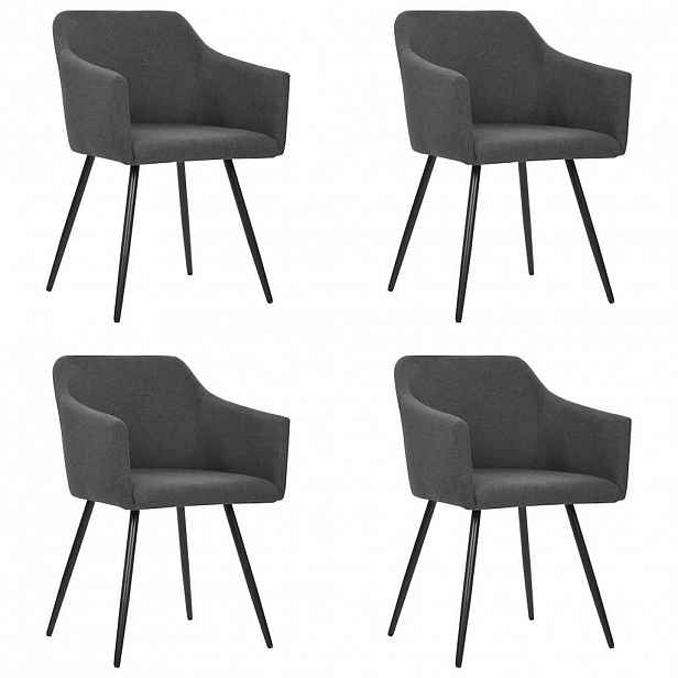 vidaXL Jídelní židle 4 ks tmavě šedé textil