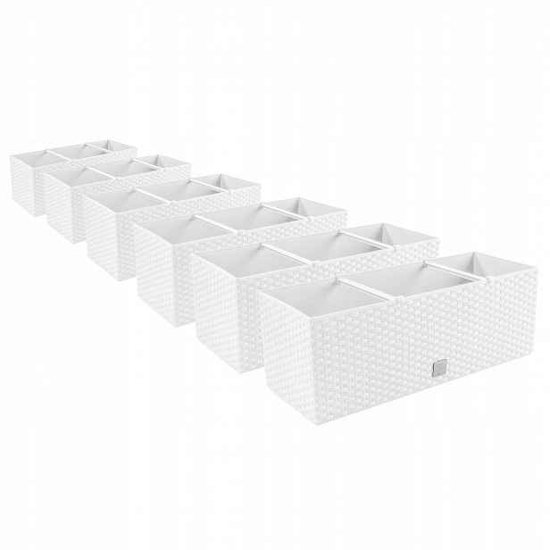 6 x podlouhlé květináče 50 cm, plastové, truhlíky na květiny DRT500, bílé