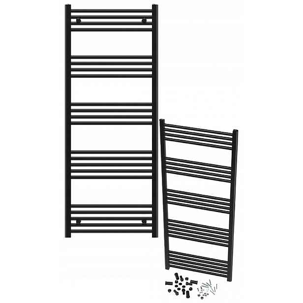 Koupelnový Žebříkový Radiátor Černý 60x150 cm Radiátor Montáž 180° Breno