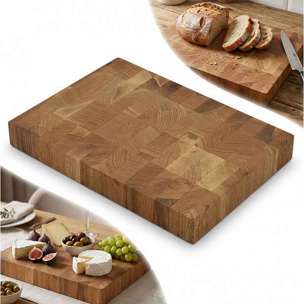 Krájecí deska End Grain Štorcová Dubová olejovaná 32x24x4 pevná Blok