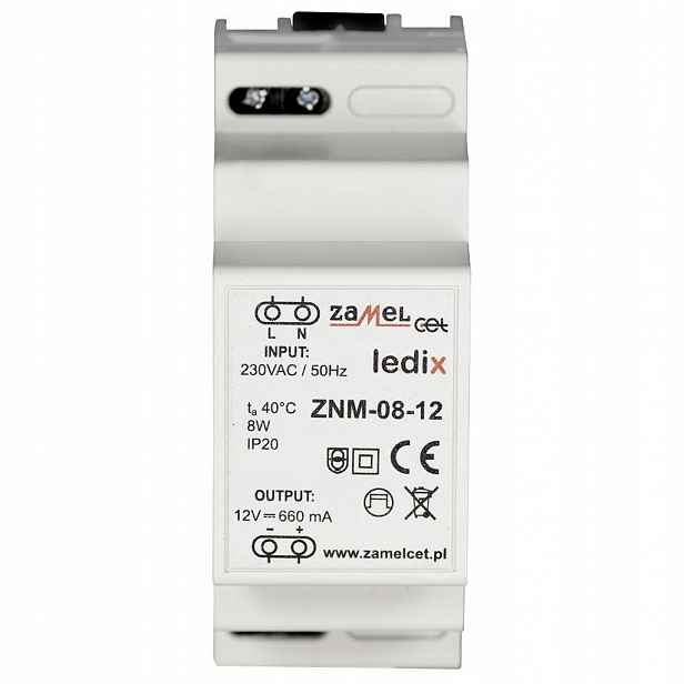 Led zdroj modulární 8W 12V DC ZNM-08-12