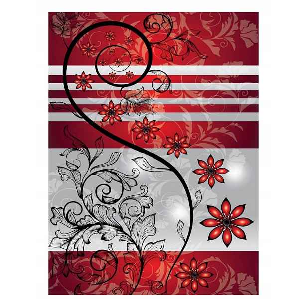 Vliesová fototapeta Červené květy na šedém pozadí, ornament 206x275 lepidlo