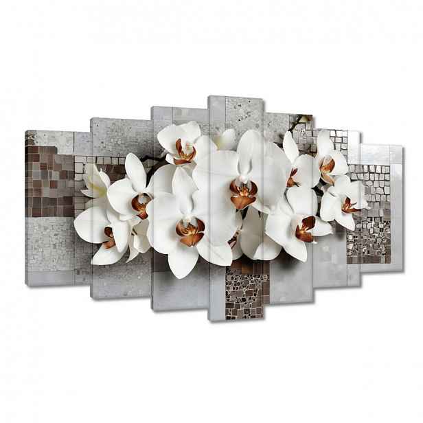 Obrazy 140x80 Bílé orchideje a Mozaika