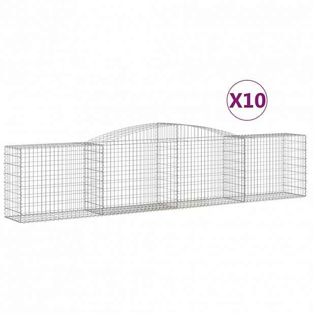 vidaXL Klenuté gabionové koše 10ks 400x50x80/100 cm pozinkované železo
