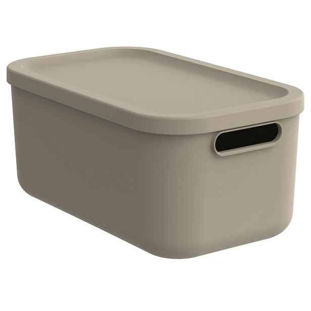 Rotho Úložný box, rovný s víkem, 12l, cappuccino ALBU LIGHT, 40x24x18 cm