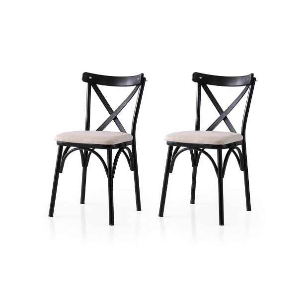 Sada jídelních židlí Ekol Cream and Black, 2 ks