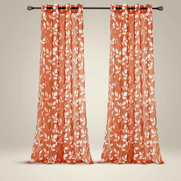 Záclony na průchodkách Sada 2 kusů 140 x 245 cm Oranžové v listech
