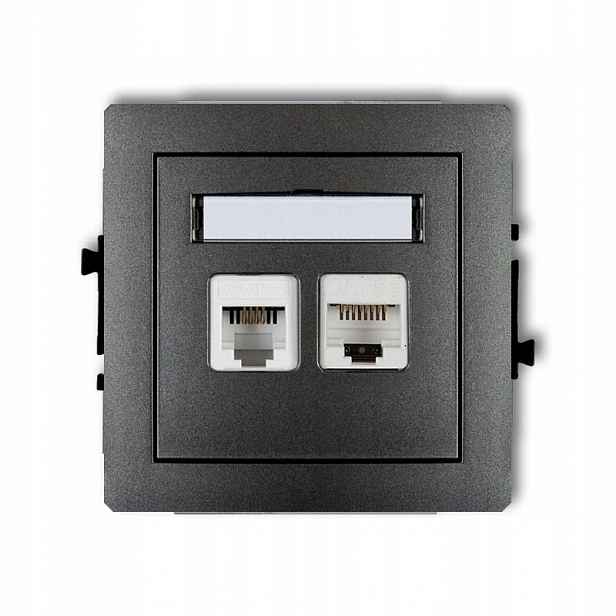 Zásuvka RJ11+RJ45 grafit 11DGTK Deco Karlik