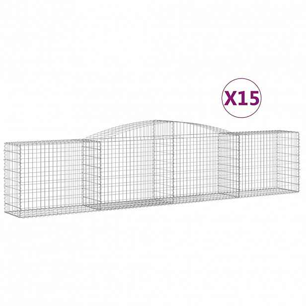 vidaXL Klenuté gabionové koše 15ks 400x50x80/100 cm pozinkované železo