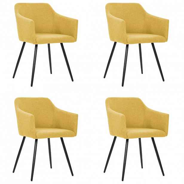 vidaXL Jídelní židle 4 ks žluté textil
