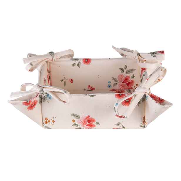 Bavlněný oboustranný košík na pečivo s květy Litttle Rose Collection - 35*35*8 cm Clayre & Eef