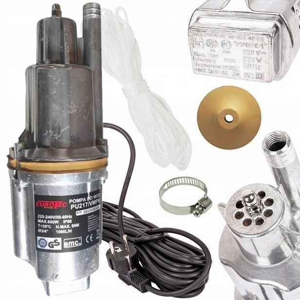 Ponorné čerpadlo Ponorné Čerpadlo Ruska pro studniční vodu 680W 1090L/h horní Eurotec