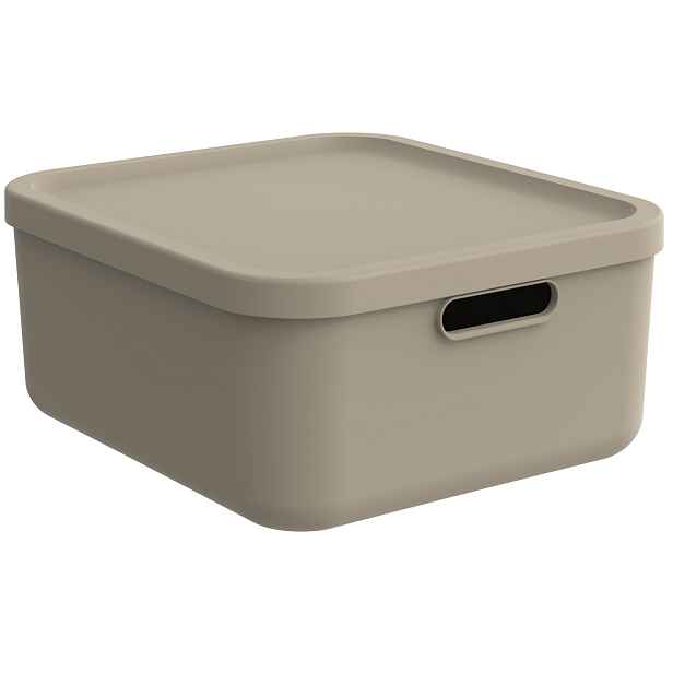 Rotho Úložný box, rovný s víkem, 20l, cappuccino ALBU LIGHT, 40x36x18 cm