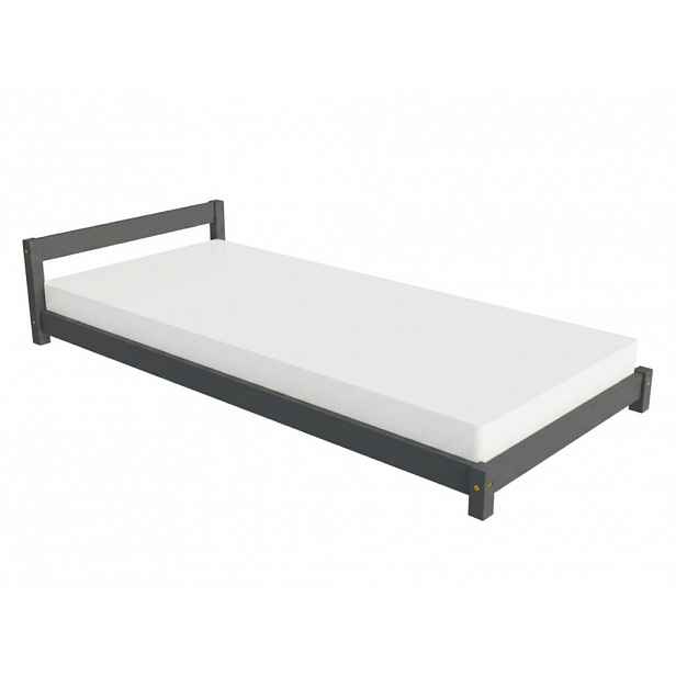 Benlemi Dětská jednolůžková postel s čelem LUCKY Zvolte barvu: Tmavě šedá, Zvolte rozměr: 120x200 cm, Zvolte zábranu: S otevřeným vstupem