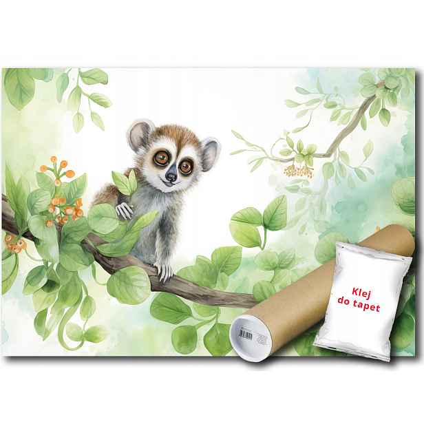 Fototapeta Flizelina Lemur Zvíře Zvířátko Větev Dřevo Zeleň 312x219