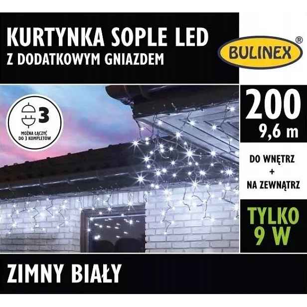 girlanda Závěs Bulinex lampičky 200 Led 9,6 m studená bílá IP44