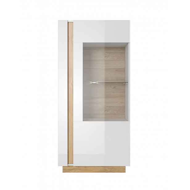 Nízká vitrína Arco C, 72 cm, bílý lesk / dub grandson