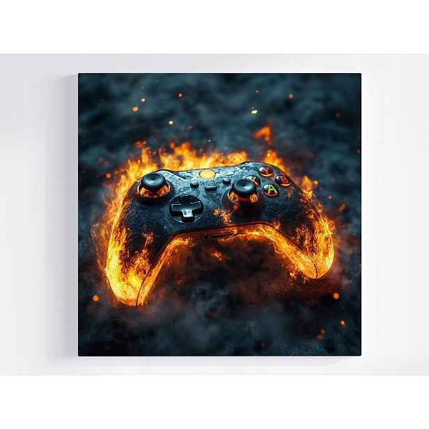 Obraz Na Plátně Canvas Gaming Konzola Kontroler Pad Gamepad Oheň 50x50
